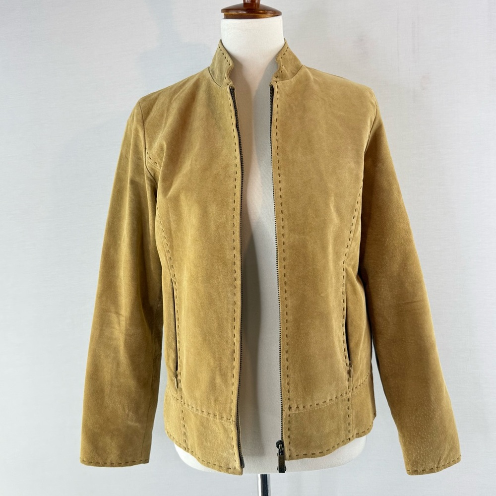 Gear For Sports Tan Suede Leather Jacket with Whipstitch Detail - Picture 2 of 12